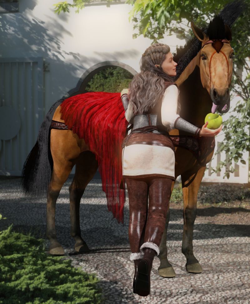 Snack time
Julie's Horse Petunia really loves green apples, especially right after a ride in the country.

