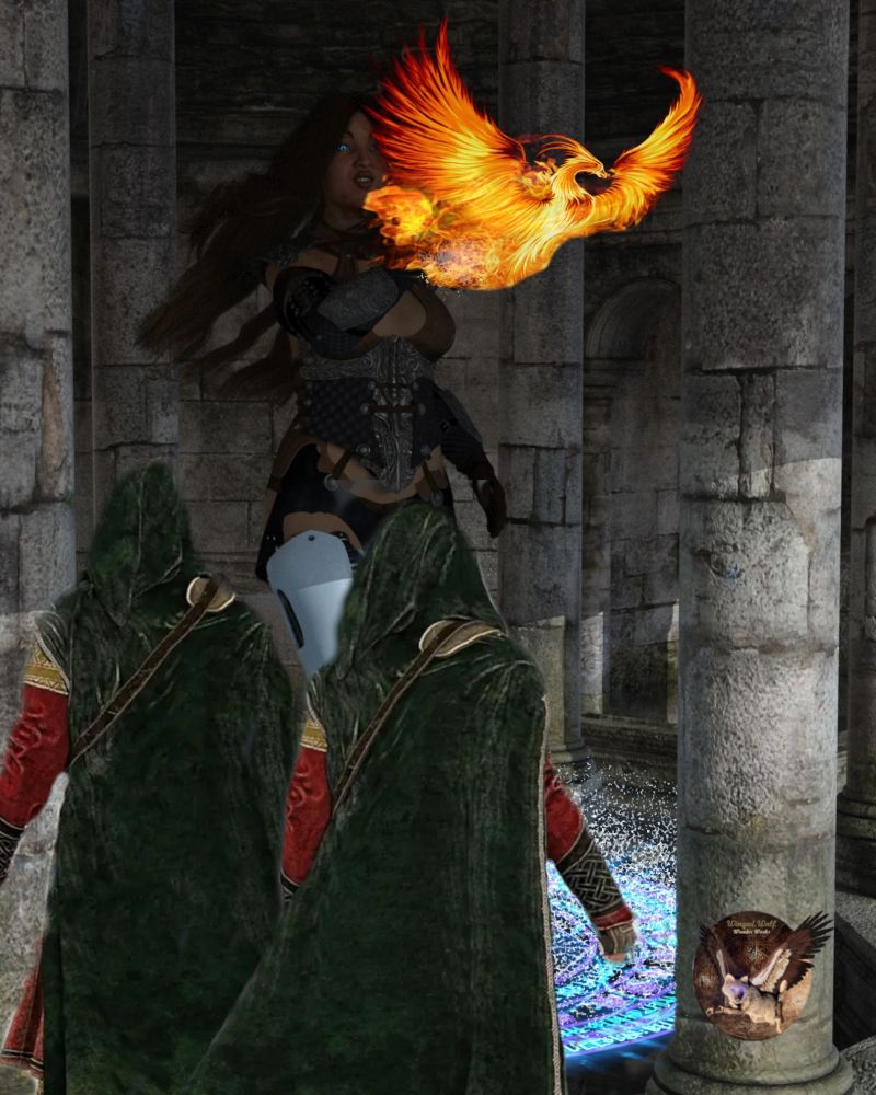 5th Place ~ Summoning a phoenix
Most of the students at the Ethyrian college for the mystic arts go through their schooling learning useful spells like making things float, or fireballs. However, in a chamber most scoff at as being  only rumor and myth, a few exceptional sorcerers to be are taught the truly powerful spells of summoning and controlling nature spirits. Out of those select few, only a small handful in a generation are deemed powerful enough to try to control a Phoenix. 
