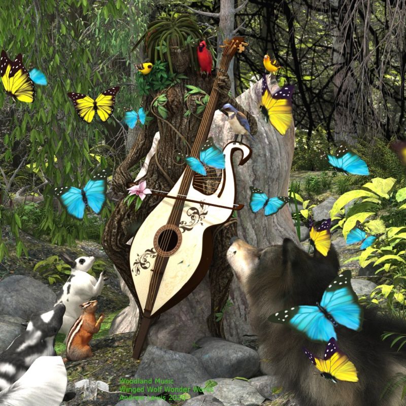Woodland Music
A fwood nymph is playing a concert for her friends in the forest.
