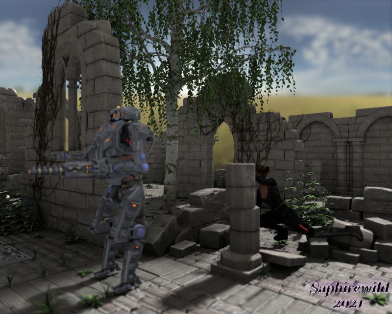 A Hiding For Hanna
Hanna did not want to be caught by the forces that be so she hid from their top general robot.
Keywords: Robot Ruins War