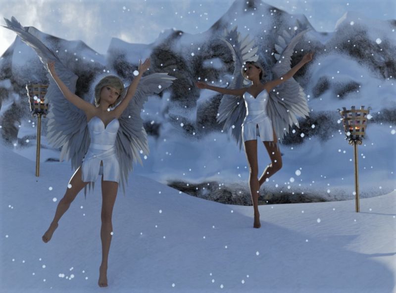 Snow Angel
A Snow Angel is not just the image in the snow. They bring the snow fall to the valley below so one may have a canvas for their seasonal art. 
