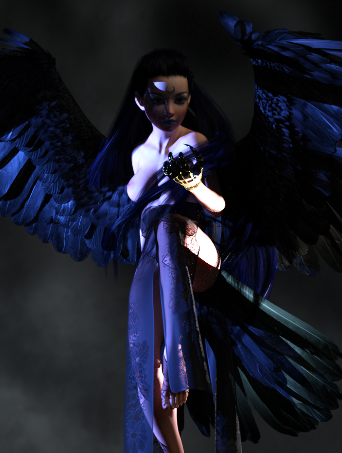 Darkness play
Still messing with Arki's new wings.  
