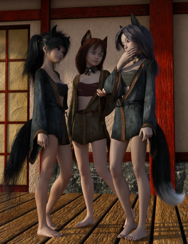 Troublesome Triplets
Tabby and Yuki  have corrupting the used to wholesome Mikako  .. so not twins but triplets giving Kasumi more gray hairs. 
