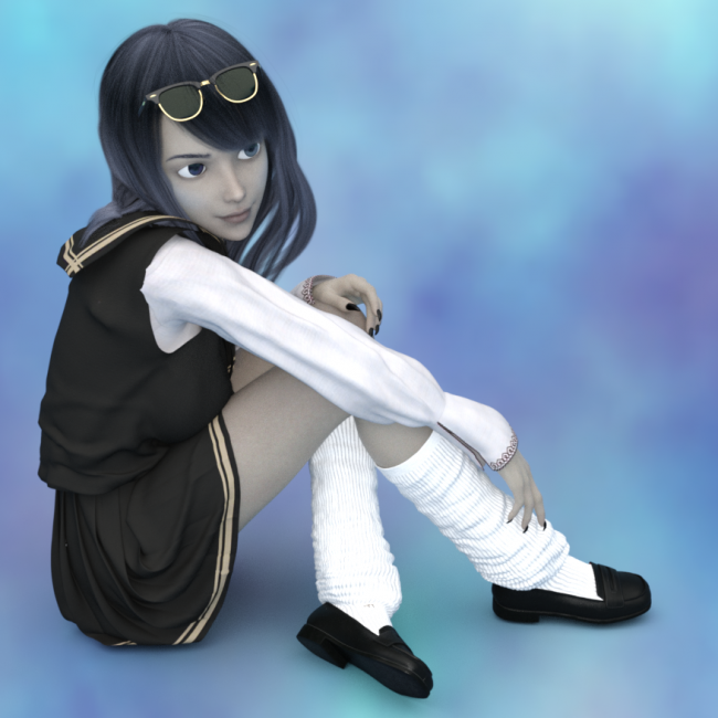 Ayame 
Just a simple portrait of her with out her shades and walking cane (shinai)  distracting from her  pretty but blind blue and gray eyes. 
