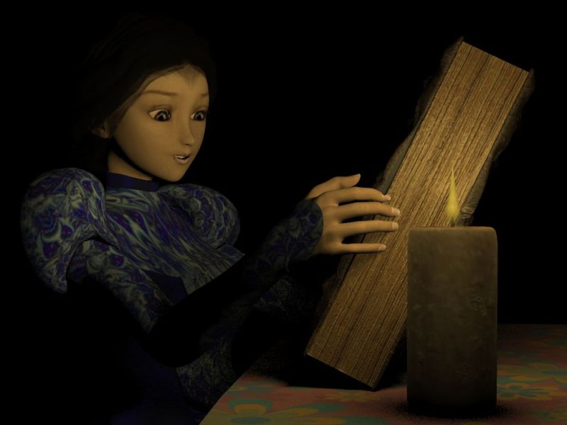 Belles Boocke and Candle
Out of the dark, with frills.   Thanx to Mortum Vetus for the light.
Cheers
