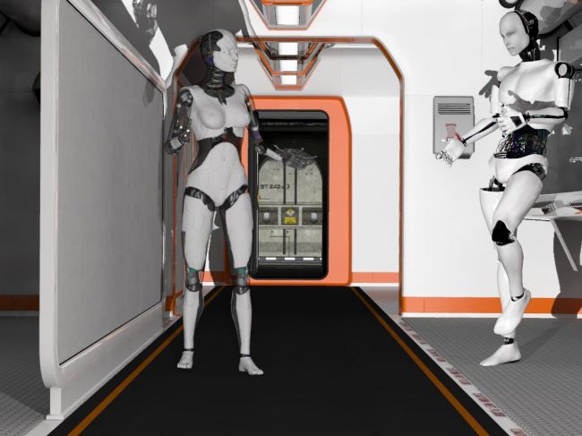 Study in Chrome and Ceramic.
or... Charging break ITA01 and Hebot take turns on the only working charging socket in this area.  Cost cutting at it's silliest.
Enjoy   Cheers
