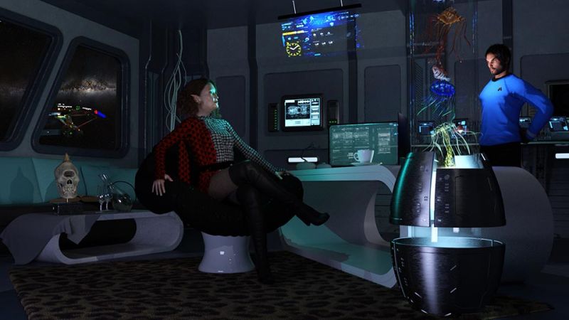 In The Line Of Duty ~The Spy Who Loved Me~
Sometimes one is called upon to go what others might call, far and above the call of duty. For Mr. Spock this became one of those times, although one might consider it not. As with all things in love and war, things are always in flux, transforming, evolving, and one is forced to adapt, make modifications and revisions at a moments notice. So it was, that while Captain Kirk made his escape from the Romulan brig, beamed back to the Enterprise, had Doctor McCoy perform temporary reconstructive surgery on him so that his facial features where that of a Romulan, dawn a Romulan uniform, and then beam back aboard the Romulan vessel. It then became Spock�s job to keep the Romulan command occupied. This was a task made all the more easier due to the commander�s strong attraction to Spock, as well her willingness to do what ever it took to capture the Enterprise intact and bring her back to the Romulan home world.
But as with all things there are always unforeseen consequences
Keywords: Star Trek