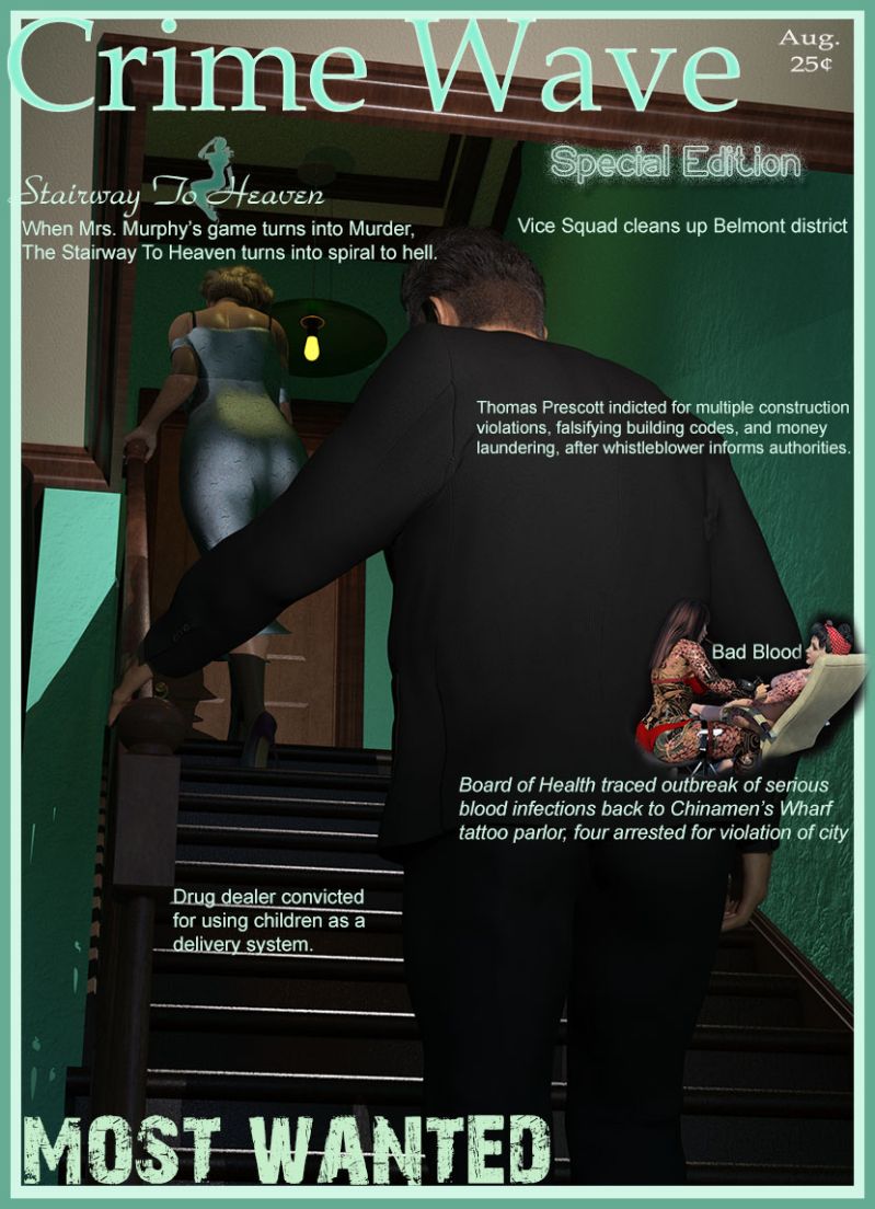 Stairway To Heaven 
Latest attempt at making a magazine cover in the style of the old Film Noir True Detective Magazines 
Keywords: Crime 