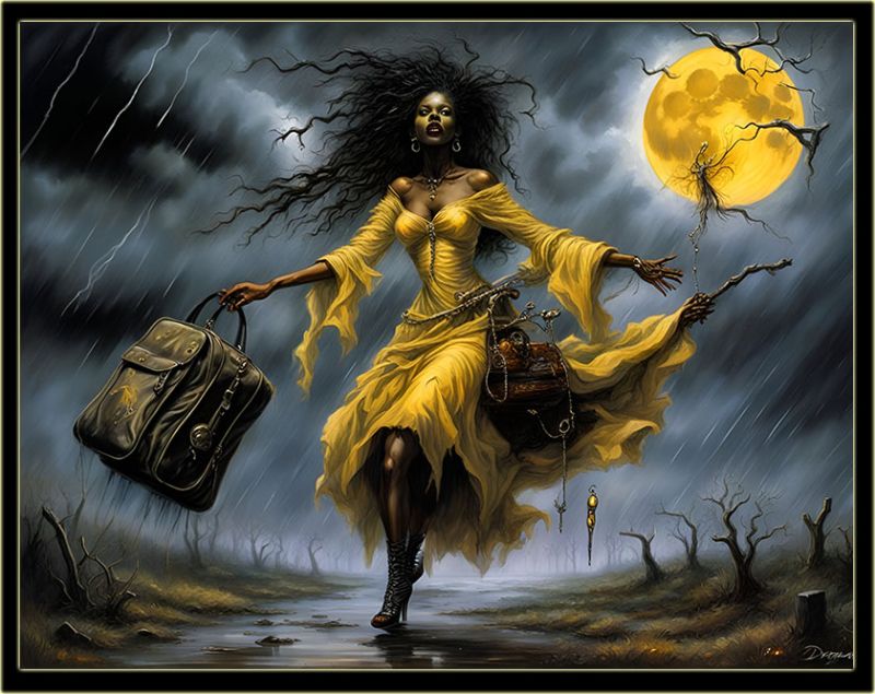 Zu Zu Mamou
They call her Zu Zu Mamou, the last of the Gris-Gris Women.
She got clients come from miles around, be running down her prescriptions.
She say, “Don’t be afraid to call the doctor when there ant nobody else”.
The she say, “If you got love trouble, got a bad woman you can’t control,                                                                                        I got just the thing for you”.
Something called “Control in the Hearts Get Together Drops”.
If you work to hard and need a little rest, If you work to hard and need a little rest,
Try my Utilize Rub put some on my drop fix and j
Keywords: Halloween