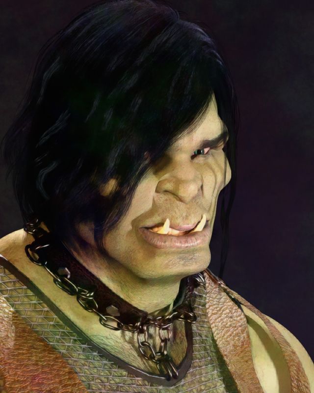 Orc, orc. The beast needs more orc.
Hippy shirt + surfer shirt + bondage collar + (horns x scale)
(by the way... he IS smiling!)
Keywords: orc