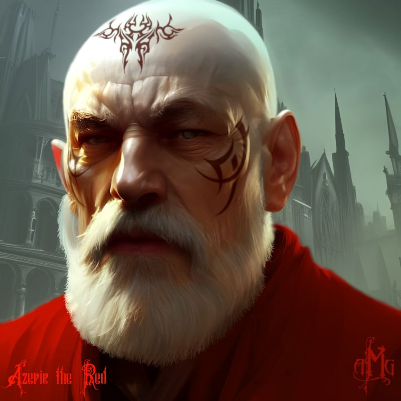 Azeric the Red
for those of you familiar with D&D and the forgotten realms setting this is a Red Wizard of Thay. For those of you who don't know about the red wizards know this... they are very bad people. 
Keywords: Red Wizard