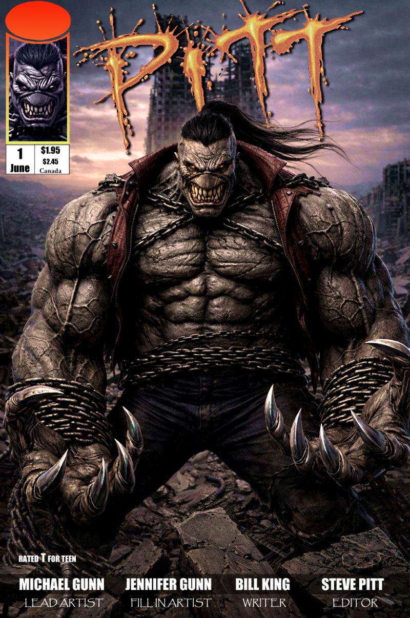 Pitt #1
I don't know if anyone is aware of this rather obtuse title by Image comics but here is my rendition. I figured I have shown you several of my wifes comic covers but never one of my own.
Keywords: pitt