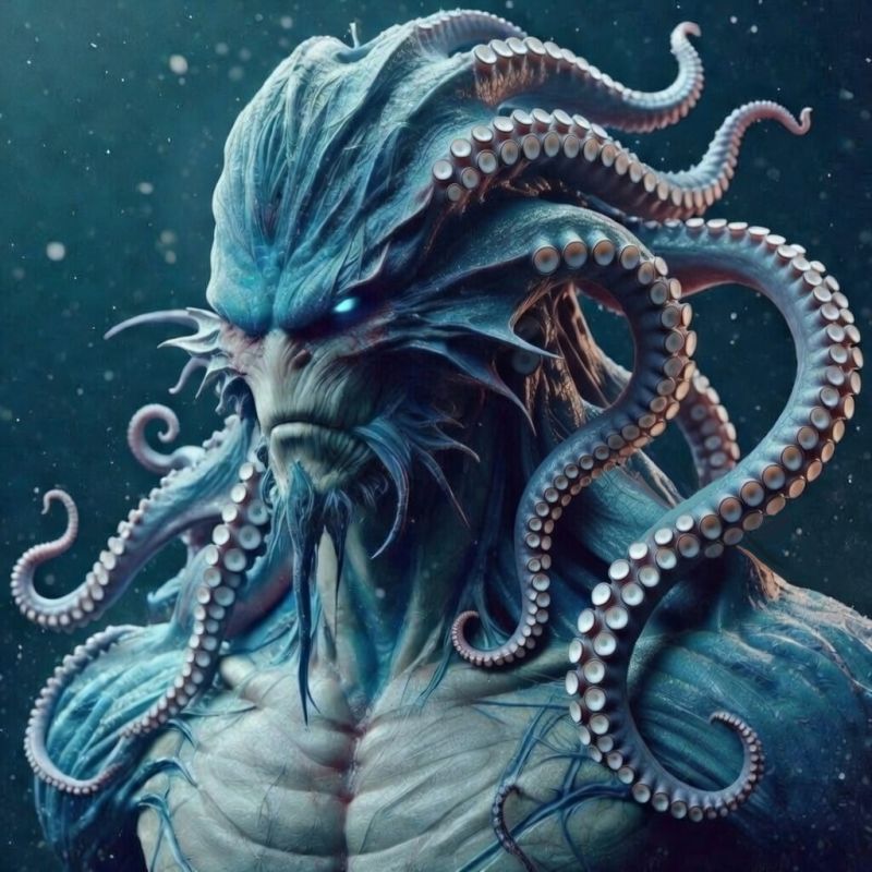 The Mighty Kracken
In the Otherlands campaign setting (in monster manual volume 3) thee is a race called the Leviathis who live in the ocean near the isle of Atlantica. They all trace their lineage back to the Kracken, a powerful elemental mage who spawned the entire race.  
Keywords: Kracken