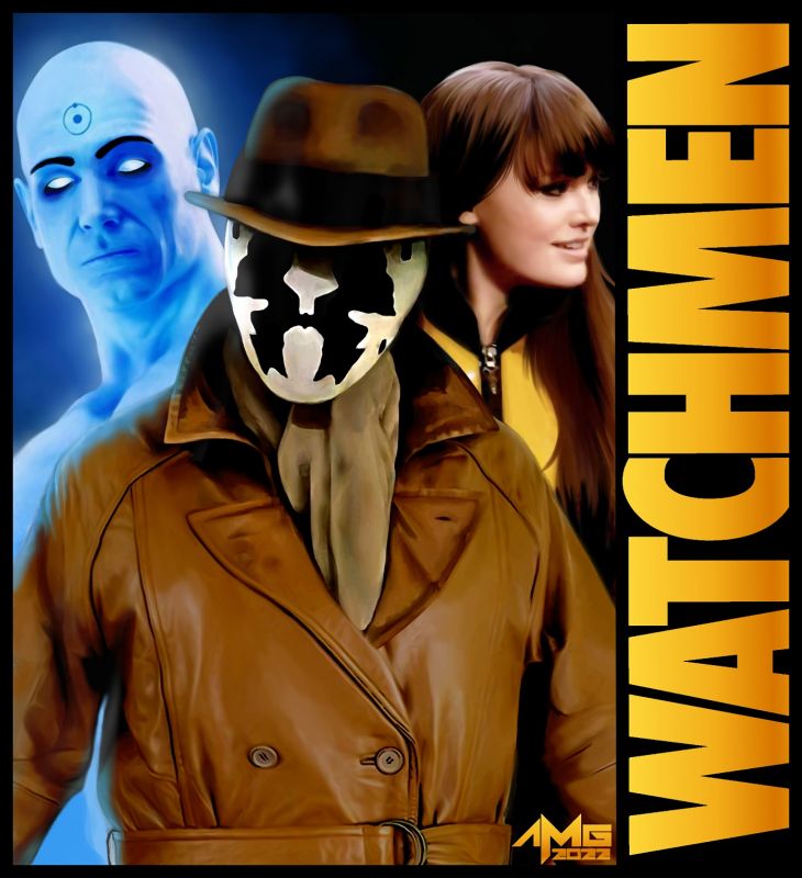 Watchmen
I have to say the guy that was the biggest pain to paint in this is actually my least favorite character. I have never been able to identify with Dr. Manhattan. I've always been a Rorschach fan myself.
Keywords: Watchmen Rorschach Silk Specter Manhattan
