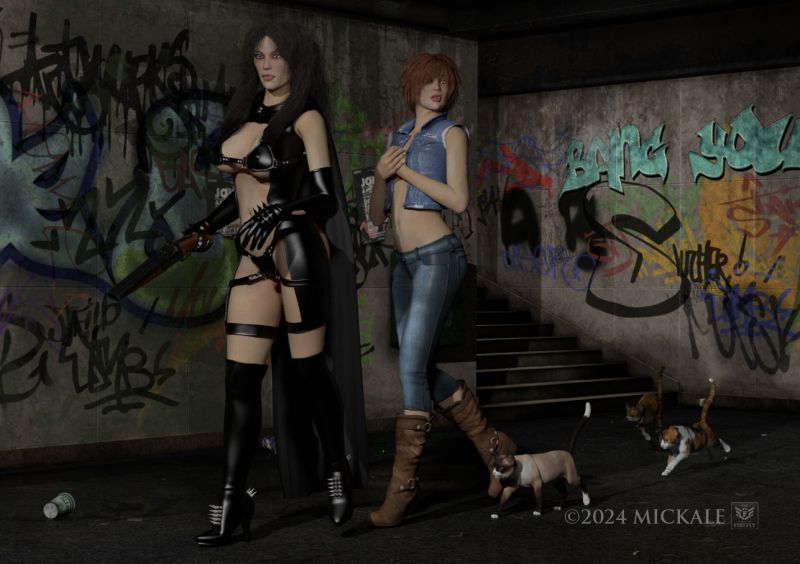 Vengeance
"In a dystopian future, someone stole one of a bounty hunter's little sister's four cats. She is seeking vengeance."

thanks for looking, enjoy
