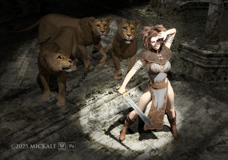 The Chosen
"The lion deity chose this warrioress to be a member of the pride."

 thanks for looking, enjoy.
