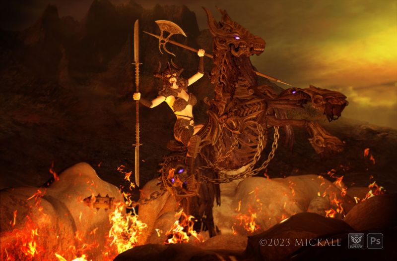 Second of the Four~TOTW Winner 2/25/23
"The Second Seal was broken and released the Horse of War."

Thanks for looking, enjoy..
Keywords: TOTW 2/5/23 war horseman hell night