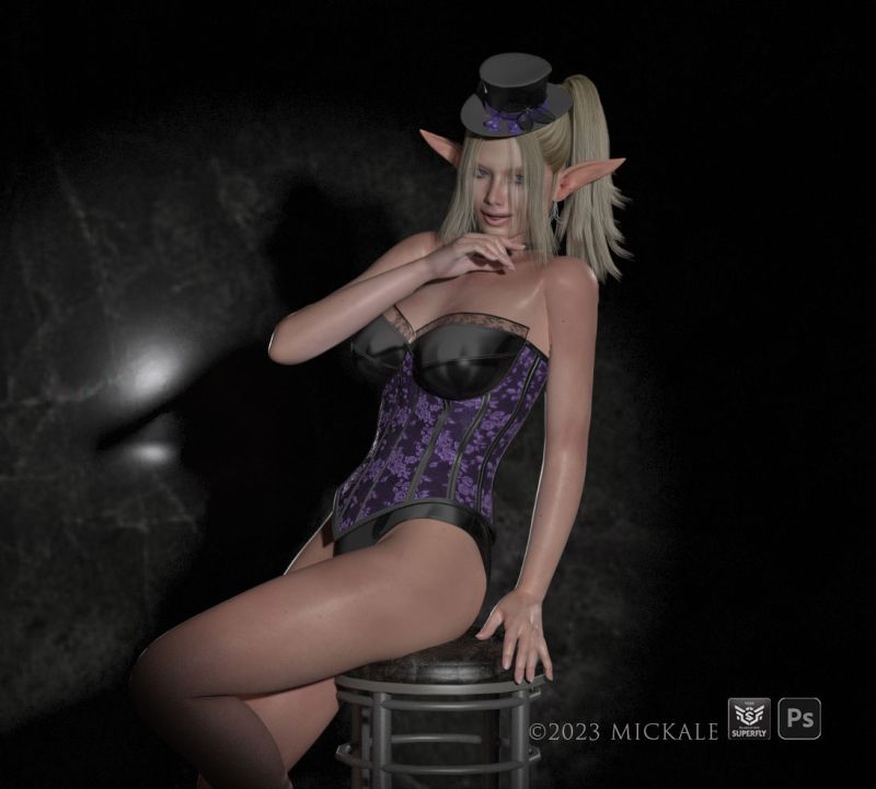 Elven Burlesque
started off as a simple pinup, but became a four hour lighting study. thought the ears would be a fun touch..

thanks for looking, enjoy.
Keywords: elf elven pinup