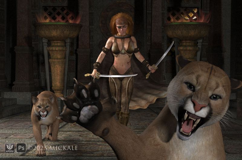 Revenge
"... with a little help from her friends."

thanks for looking, enjoy.
Keywords: cougar revenge sword