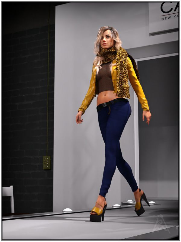 Fashion Catwalk 2
The star of the Fashion Catwalk in 2020. The highlight of this Fashion Catwalk. Up, up into the sky.

V4 Highheels by Truform (freebie)

Fashion Catwalk by Predatron (Daz3D)
Leda HD for Genesis 8 Female by Mousso (Daz3D)
X-Fashion Sophisticated Jacket Outfit by xtrart-3d (Daz3D)
Lighting by me

A Daz Studio Iray render.
Keywords: fashion catwalk female
