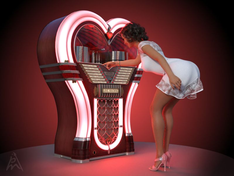 Jukebox - SAOTW winner 10/19/24
Why is this control panel so low? And the better songs are on the bottom of it.

Items used:
Love Machine by Herhey (Renderhub)
FWSA Elizabeth HD for Victoria 8 by Fred Winkler Art, Sabby (Daz3D)
Harlow Hair 2 by AprilYSH (Daz3D)
dForce Jaila Candy Dress for Genesis 8 Female(s) by Arryn, Onnel (Daz3D)
dForce Evening Cocktail Dress Outfit for Genesis 8 Female(s) by Arryn, Onnel (Daz3D)
Keywords: jukebox pinup