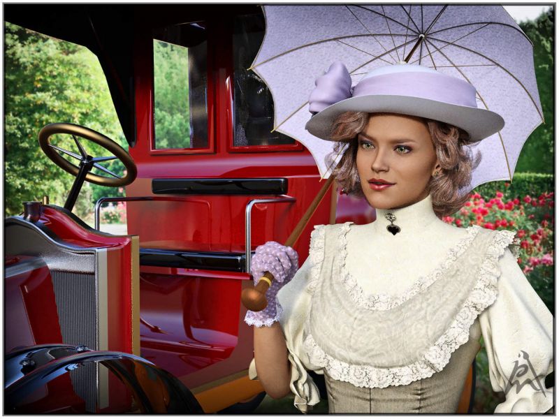 Lovely Day - SAOTW winner 10/08/22
She is going for a walk in the park.

A Daz Studio Iray render.

Car: Renault AG 1906 by Lucien Lilippe
Keywords: car female oldtimer vintage