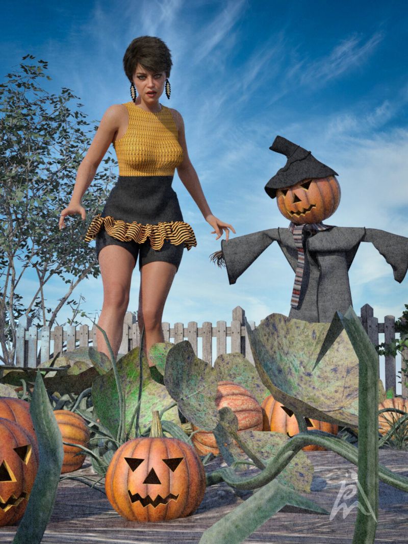 Strange Pumpkins
"What strange pumpkins growing here!" said Sandra while she is looking around in this garden.

It is Halloween time!

Thank you Katje and Llola Lane for the great freebies.

Keywords: Halloween pumpkins garden scarecrow