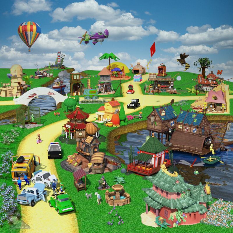 Riverdale
I am not doing cartoons much but when I saw these great models at Sketchfab it inspired me to try a scene in this genre.

ITEMS USED:

95% props are from Sketchfab.

TERRAIN:

Toon County Ground Prop and Bridge by EyesbluDesign (KCTC)

BUILDINGS:

Dae Bazaar Nomads Nook by MaarenMaes
Dae Bazaar Potion Shop by Yanni Serverius
Dae Bazaar Steampunk Carnival Game by vervoortward
Dae Village Bank by Kidney_02
Dae Bazaar Black Market Gunsmith by GILLES.DEWAELEVANDEVELDE
Dae Villages Egyptian Papyrus Scroll Shop by NicoFoets
Dae Villages Greek Glass blower by Reinard.Baertsoen
Gecko Tea Sweets Dae Bazaar by Erik Schremser
Chinese Painters Little House Dae Villages by Lobke Van Gheluwe
Juice Carton Shop by Ergoni
Steampunk Bazaar by Francisca C
Steamy Fruit Shop Dae Bazaar by David Javorcsik
Teapot Shop by ferofluid
Viking Fisherman House by Johan Pindeville
Farmers Market Bazaar by Louis Vanhove

PROPS:

Froggys Pond by hazeletc (Lighthouse model)
Handpainted Rooster and Hen by Enkarra
Inflatable Boat by emelyarules
Little Cute Frog Tin by Die Dinh (Sitting on leave on water)
Medieval Market Stall Asset Model 14 by Ugur Yakisik
Stylized Fountain 3dex tutorial by Hermi Marske
Whale Captain by IgorSan (Boat on river with whale)
White Cartoon Dog by Elvair Lima
Dragonfly by Geralday
Garden Trellis Area by Geralday
Kite by Adam Thwaites
Bee-bot by Dotta 
Abandoned Street Lights Pack by sergeilihandristov (Used on horizontal road)

PLANTS AND TREES:

Primroses by Geralday
Topiary Elephant Tree by Vanishing Point 
Palm by Chacornac (behind Egyptian scroll shop)
Fleur by Chacornac (pink flowers)
Arbre by Chacornac (tree in background)
Flowers in Street Box and all other flowers by Petege

VEHICLES:

Colored Cartoon Car by Phinmax (black old car)
Toon Truck by Ian Wilmoth (help from Petege on textures)
Cartoon Style Police Car by king1of1kings
Cute Cartoon Scooter by samiwaiba2001
Flying Circus Dae Game Art Assignment by Jan Neubauer (airplane)
Lowpoly VW Bus by AdrianXY
Possante do felpudo carro cartoon retro classico by titopetri (Red Car with Cartoon Big Bird Head and helmet)
Stylized Handpainted Cartoon Car by ferofluid
Stylized Handpainted Cartoon Van by ferofluid
Vehicle Mystery Machine by Scott Roantree
Tow Truck by Birdman (ShareCG)

CHARACTERS:

Animated Old Man Character by Theo Lerbeil
Birdman by SilkevdSmissen (Sitting on bench surrounded by pigeons)
Cartoon man by Christian4100 (Sitting on picnic table which is part of model, holding kite)
Cartoon Policeman by Easy Game Studio
Luigi Nintendo 64 Era by Sonic the Hedgehog

Genesis 4 Toon Generations used on scooter, behind the Van (holding windscreen model by Petege) and busy fishing in water  

Water and terrain help from Petege

Sky and Hot Air Balloon (Luminar 4)

Daz Studio render 


Keywords: 3D scene cartoon landscape