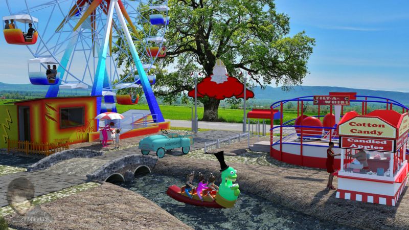 There's No Time Like Fair Time!
Items used:

Victorian Carnival (Playground) - AnimaGemini

Ferris Wheel - Mausel (Renderosity)
Tilt-A-Whirl - Birdman (ShareCG)
Pedal Car - Birdman (ShareCG)
Ice-cream Cart - Ligeia (ShareCG)
Cartoon Boat - SketchFab
Cotton Candy Stall - SketchFab

Characters:
All the children - Genesis Basic Child
Women - Genesis 8 Female
People on Ferris Wheel - Genesis 8 & Genesis Basic Child

Poses:
Vendor at the cotton candy stall and client - Petege
Vendor at the ice-cream cart which I changed a bit - Petege
Children's poses on the boat which I changed a bit - Genesis basic child poses
People on Ferris Wheel - Genesis 8 and Genesis child basic poses which I changed a bit

Tiled floor for road part - Petege

Background and Sky - Pixabay

Daz Studio Render


