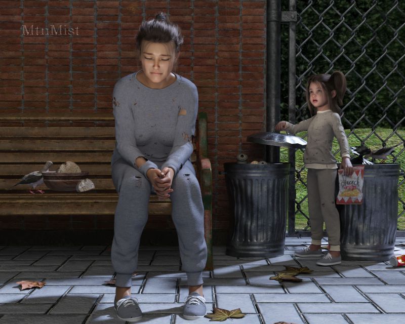 Our daily bread.
"Don't be sad, Mama, I'll find us more to eat." When you enjoy your daily bread, in whatever form you prefer, please remember those less fortunate.

(I wasn't sure what category this image fit, I apologize if it's in the wrong one.)
