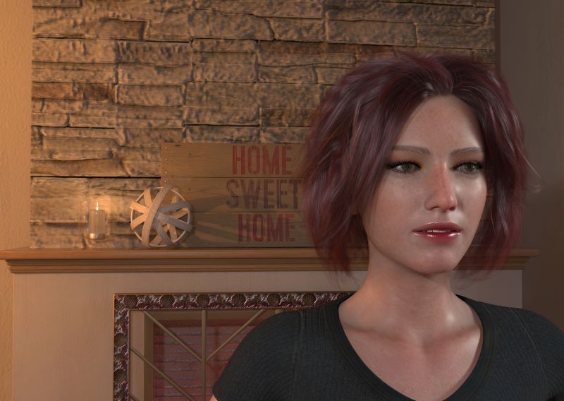 Home From The Hospital
Finally getting home after two weeks in the hospital is a strange experience. On one side there is the happiness of being back safe and secure in your own quiet home. The other side is that you are still as sick/ injured as you were an hour ago at the hospital. Sleep deprivation, pain, and medication effects are still there, and you  haven't had a shower for a week or more.
    I tried to capture that in this picture.
Keywords: contemporary