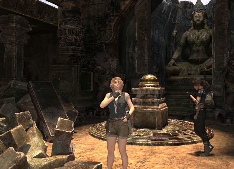 The Temple Exploration
Katherine Hitchens, an archeologist of some renown, was now working as a professor at Cambridge. While she was a celebrity on campus and her classes were still full, it had been a few years since her last big find. The shine was starting to wear off.
When a letter arrived requesting that she lead an exploration of a recently cleared temple in India, she jumped at the chance. However, when flying over the site it was clear that the area had been bombed. The place was a wasteland. This job would not be as pleasant as Kate hoped. The temple was partially destroyed too.
The assembled team had a couple of good specialists she knew and a group of novices to do the heavy work. One area of the temple had been cleared already so she could get started right away. The temple was amazing! It contained statues and carved columns. Most impressive was the giant statue with implanted rubies. There was a plinth in front of it that appeared to be gold!
Katherine began doing her survey of the rest of the room. As she glanced up at the gallery, something caught her eye. The shining surface and smooth lines did not belong here. Her mind raced as she realized that it might be an alien artifact! How was that even possible...
Keywords: historic story female